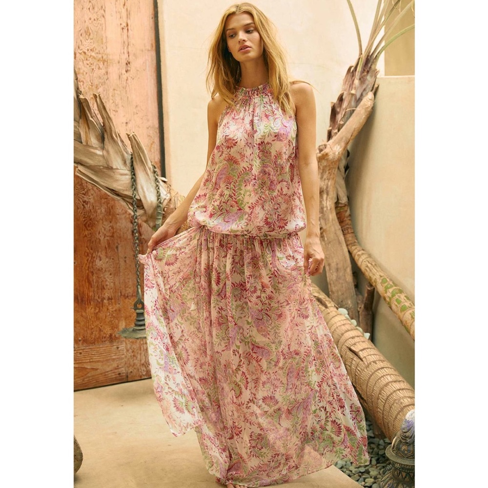 Misa Los Angeles spring 22 Angelina dress in rainbow paisley